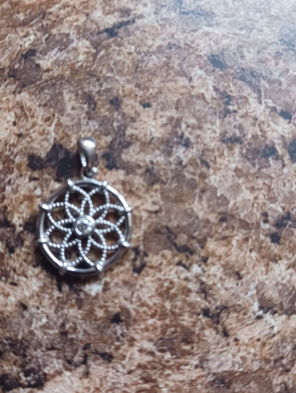 925 Sterling Silver Dream Catcher Pendant Necklace With CZ Stone